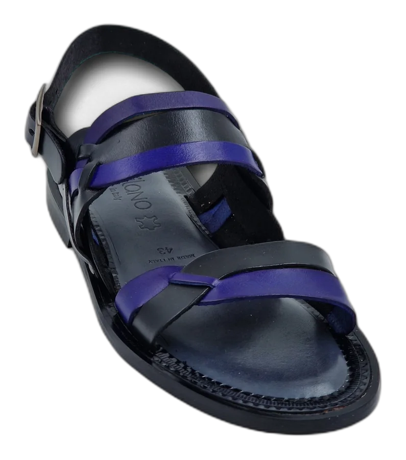 Black & Blue Capri Multi-Strap Sandal