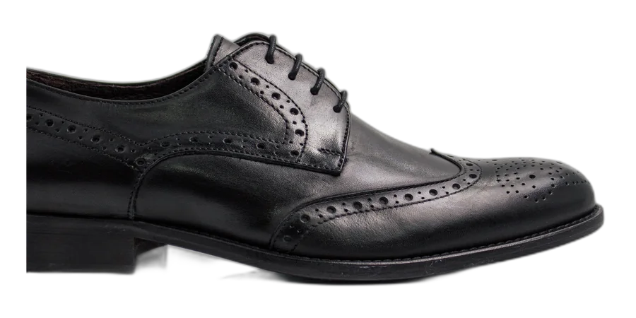 Black Brogue Wingtip Derby Office Shoes