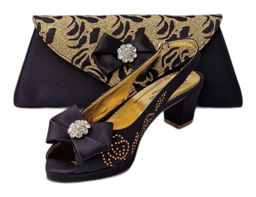 Black/Gold Floral Glittered Set