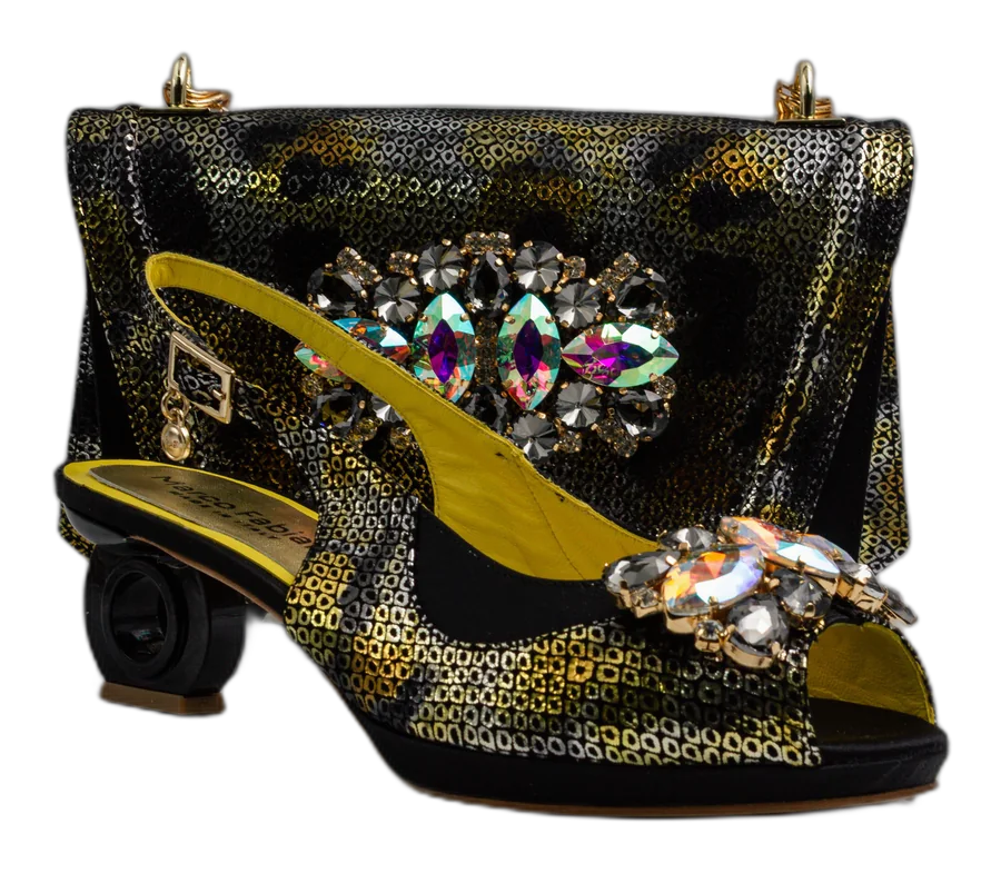 Black Marcella Ornate Heel Set