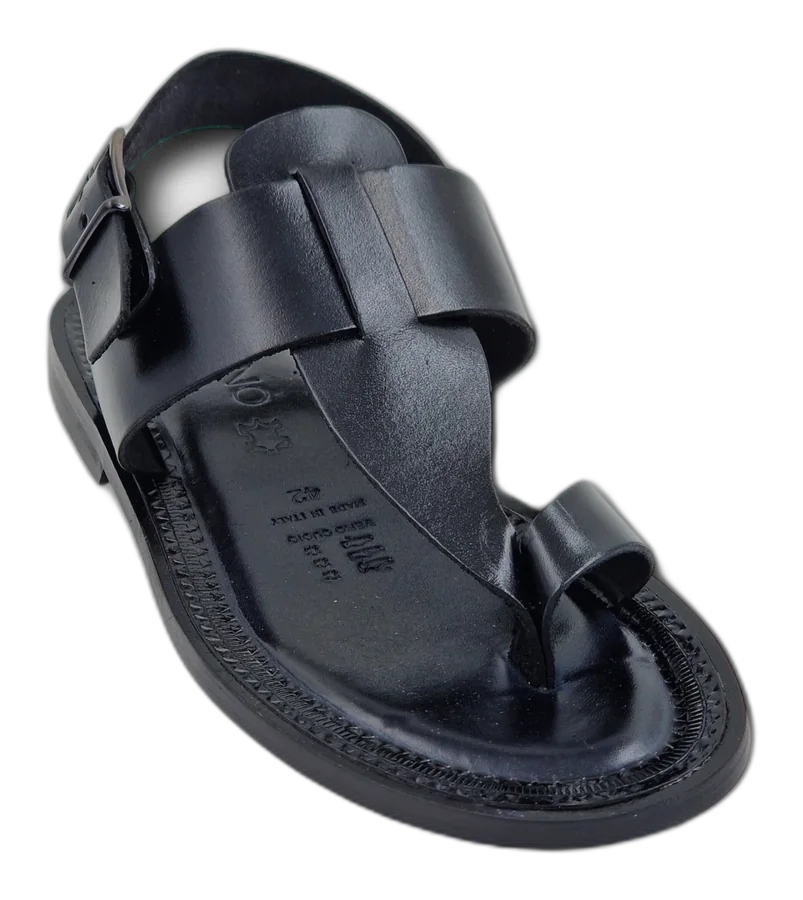Black Roma Toe-Post Sandal