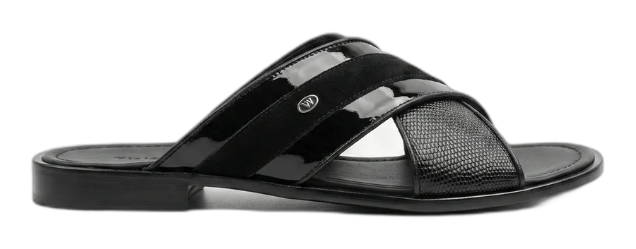 Black Vernice Camoscio Slide