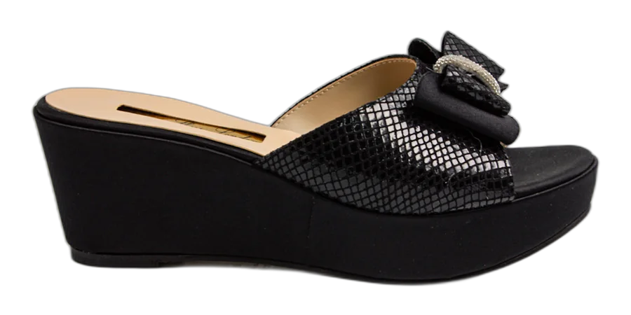 Black Wedge Slippers