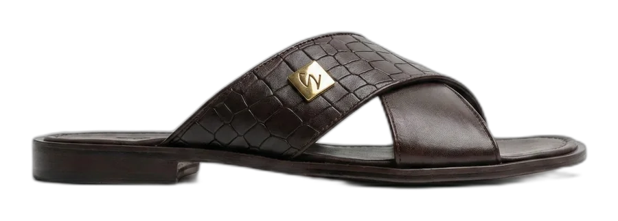 Brown Coco Liscio Cross Slide