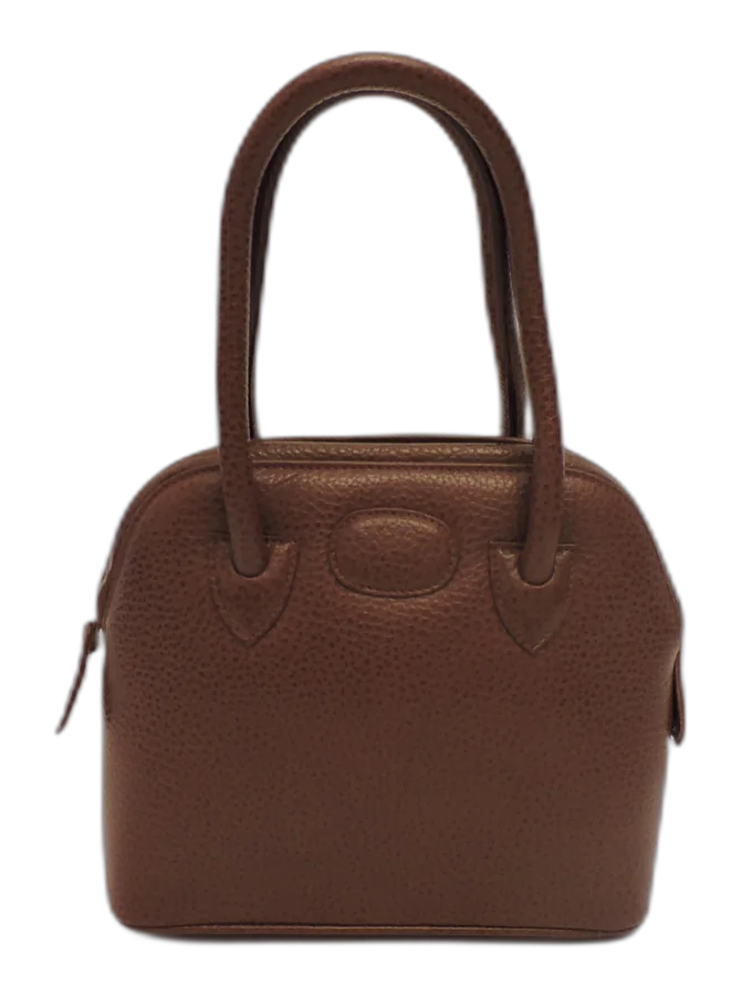 Brown Small Double Handle Leather Tote