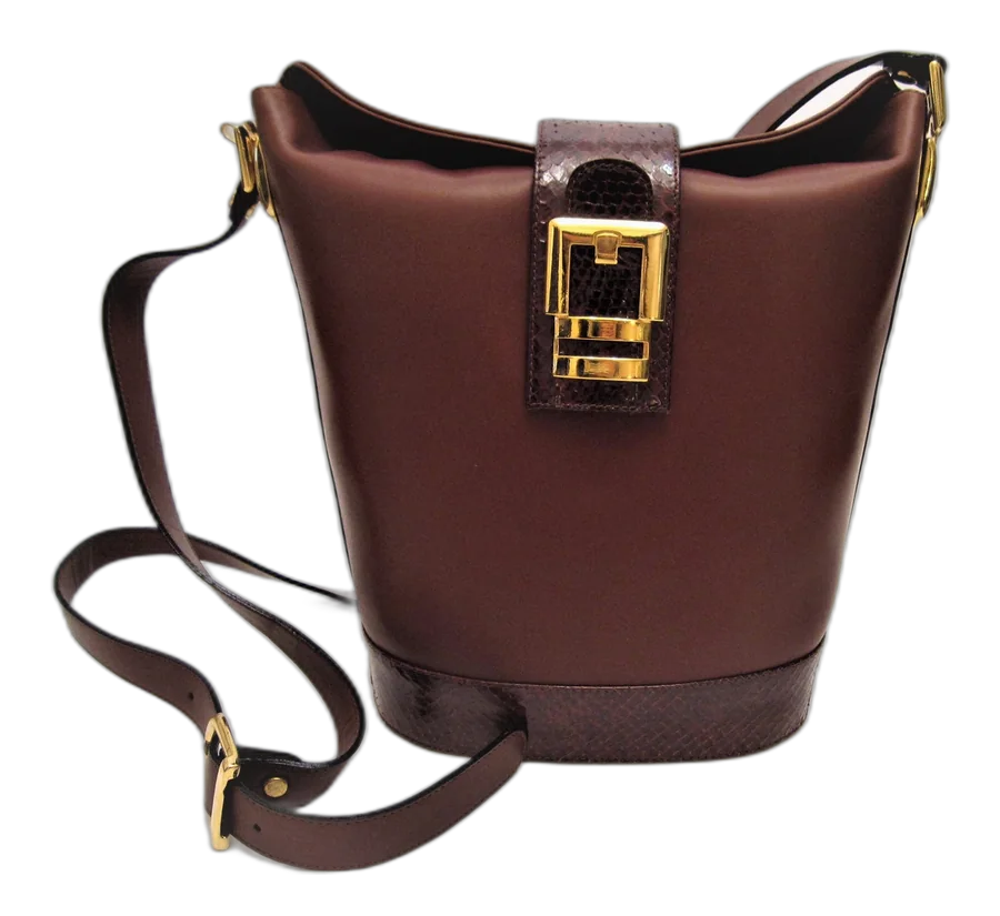 Burgundy Bucket Leather Shoulder Bag