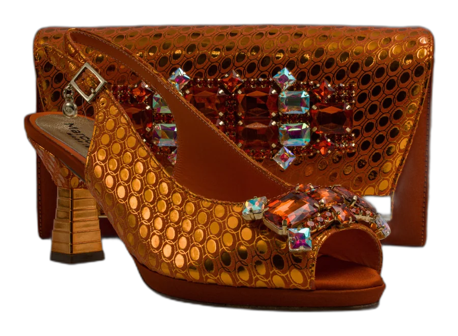 Burnt Orange Lorenza Jewel Heel Set