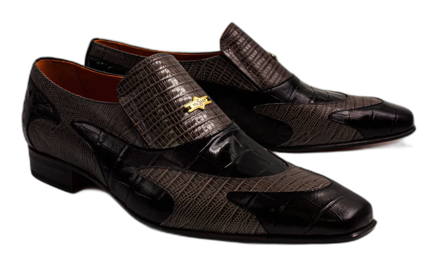 Charcoal Grey Python Patchwork Shoes