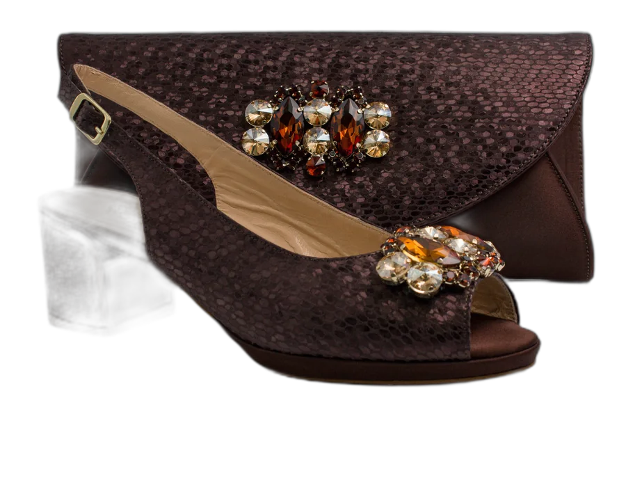 Chocolate Scaled Block Heel Set