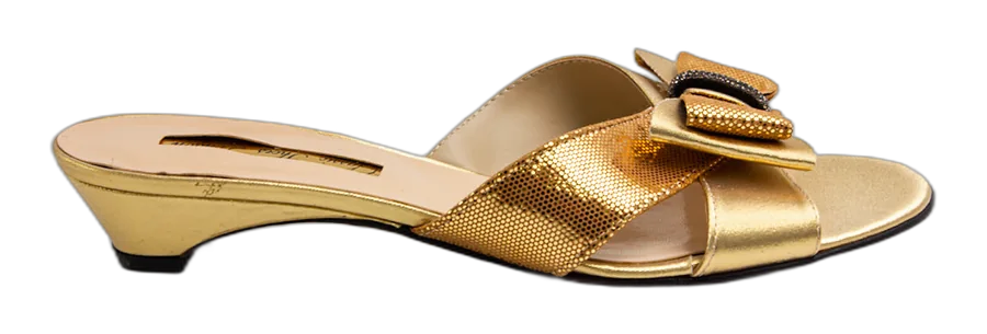 Gold Cross Bow Slippers