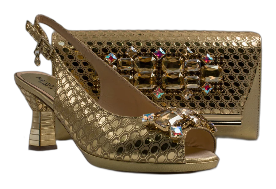 Gold Lorenza Jewel Heel Set