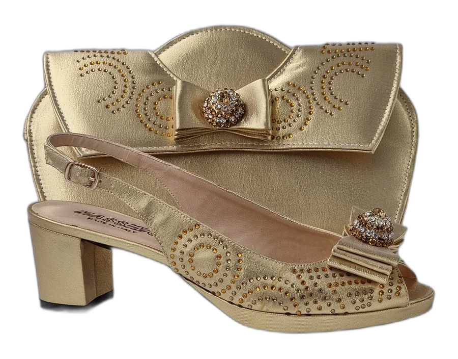 Gold Low Heel Stone