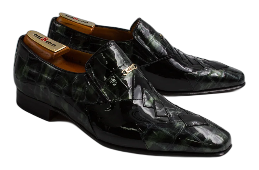 Green/Black Patent Croc