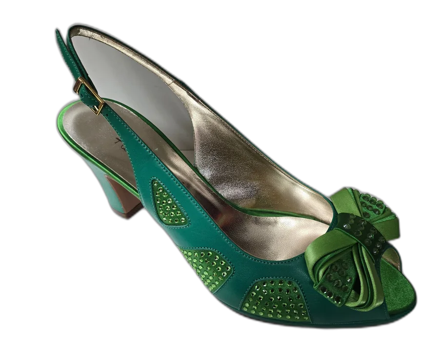 Leaf Green Bow Italian Shoe and Bag Set