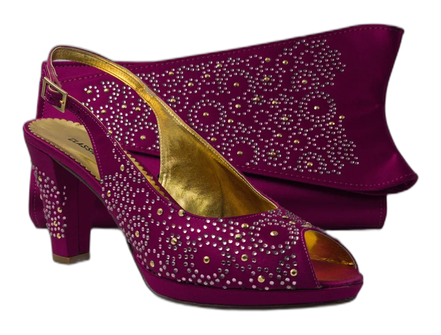 Magenta Python-Effect Matching Occasion Handbag