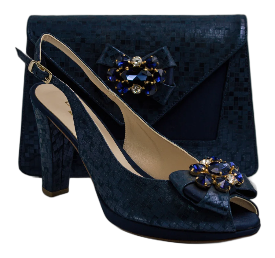 Navy Blue Checkered High Set