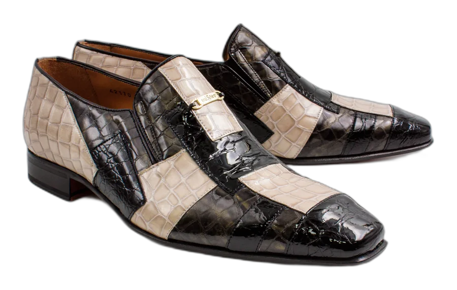 Onyx & Ivory Croc Panel Shoes