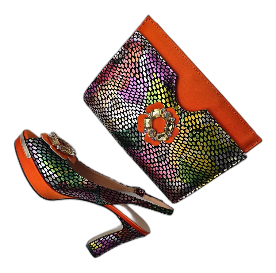 Orange/Multi Flower Double Platform