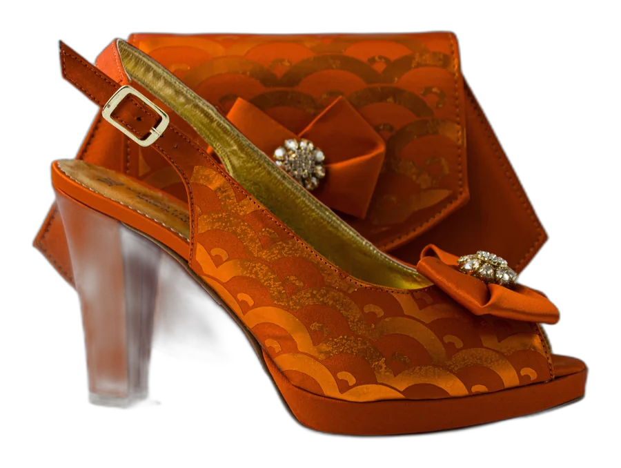 Orange Python-Effect Italian Occasion Handbag