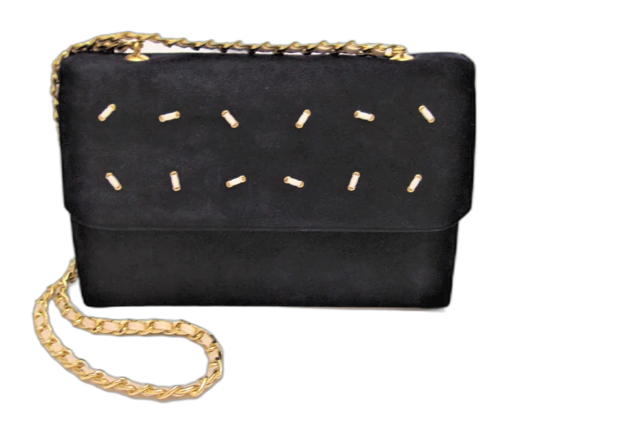 Flap Leather Bag with Gold Chain Strap