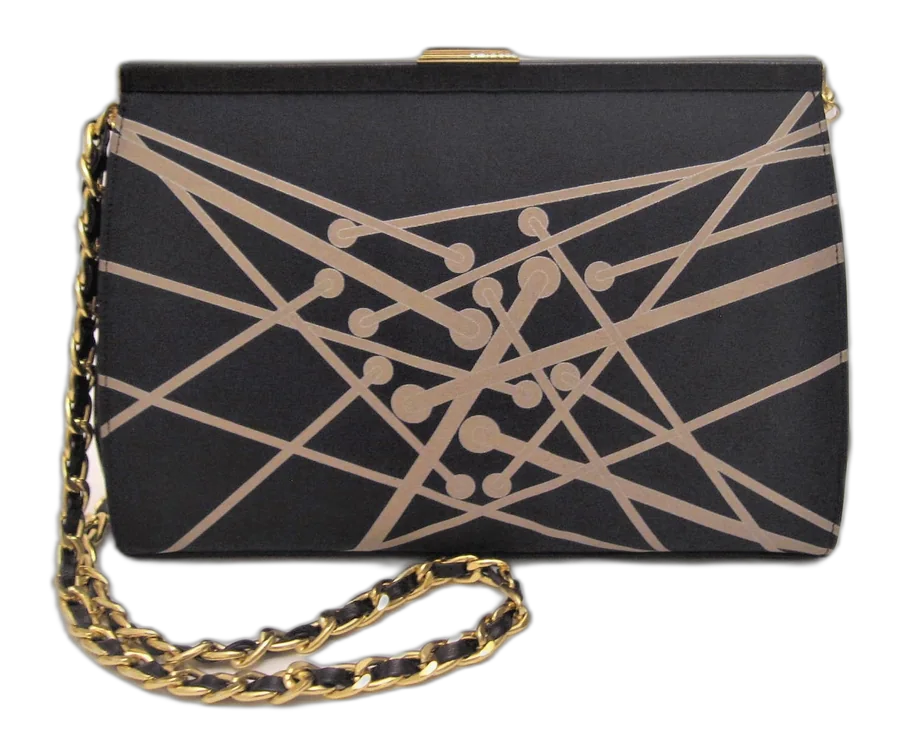 Satin and Calfskin Shoulder Bag