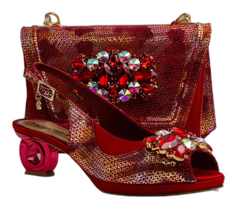 Red Marcella Ornate Heel Set