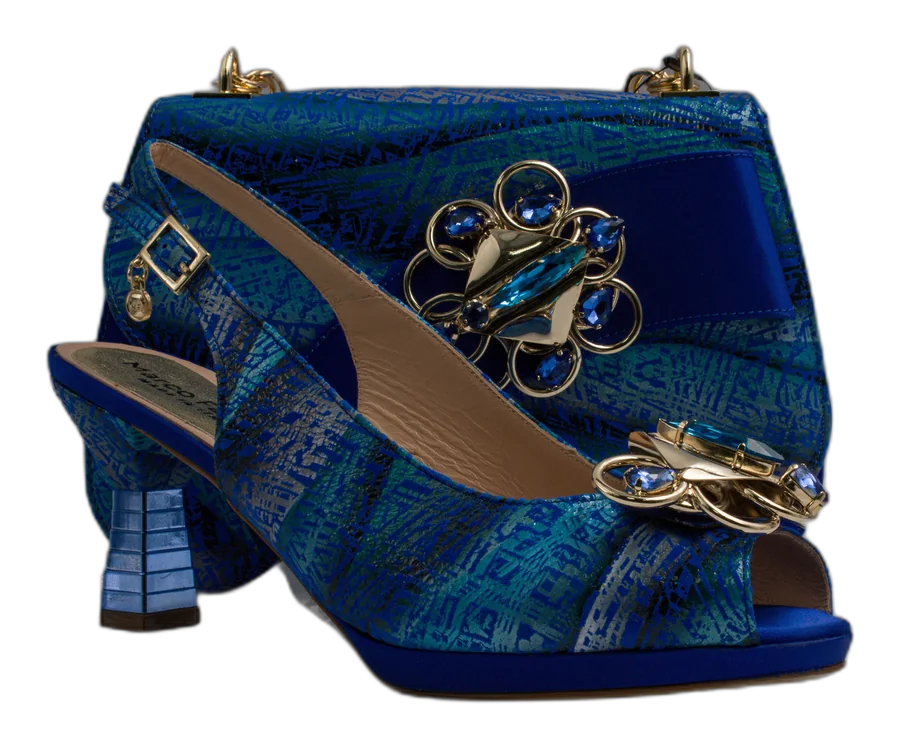 Royal Blue Etched Abstract Jewel Heel Set