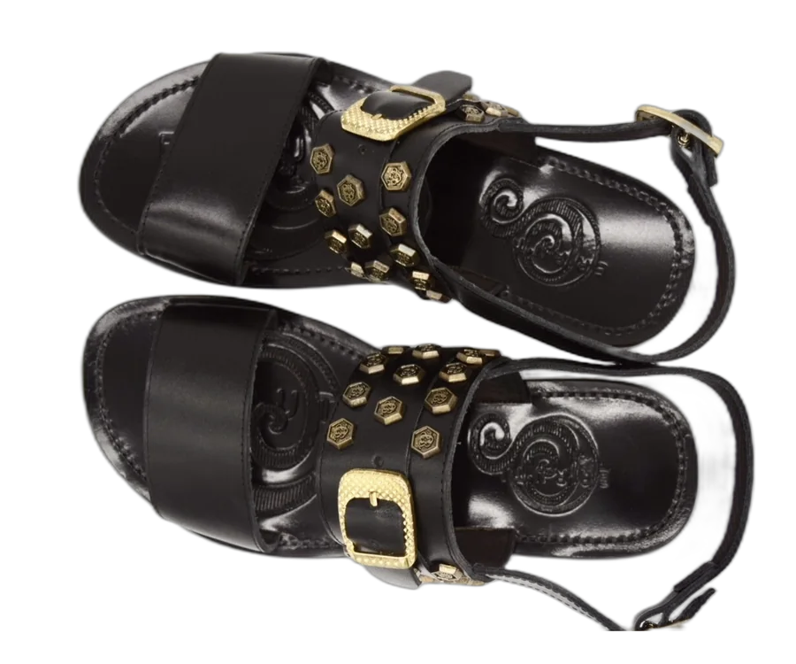 Black Flat Strap Sandals