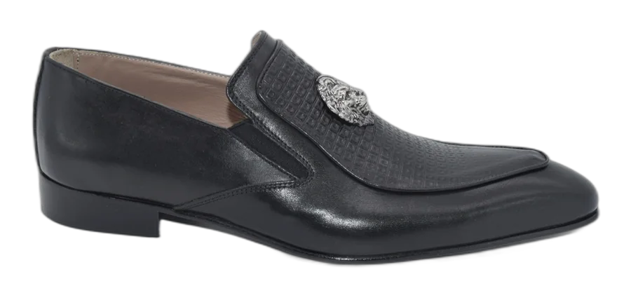 Black Ornament Loafer Mules