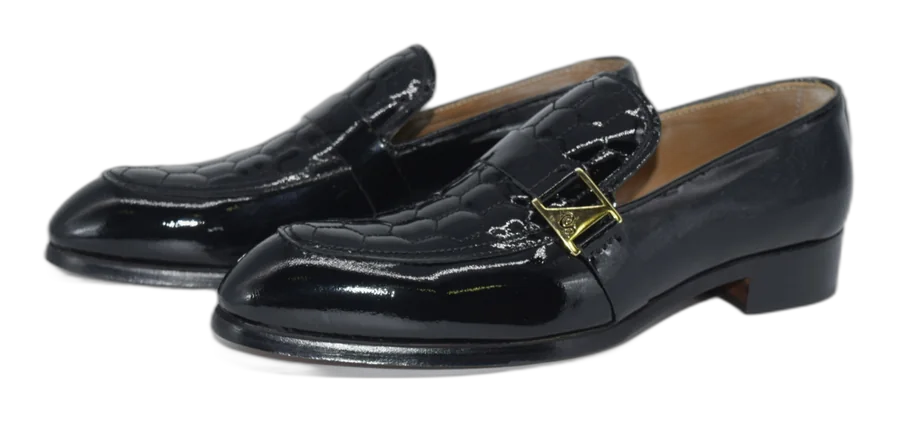 Black Croc Bit Loafers