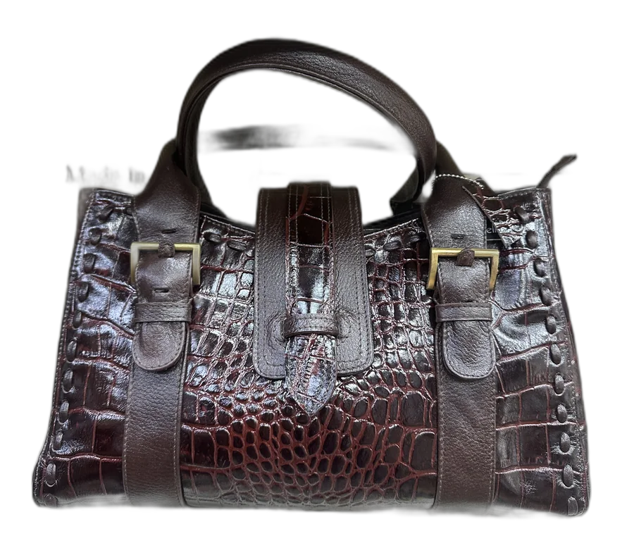 Black Italian Croc Satchel