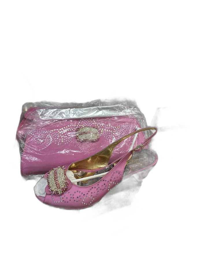 Pink Peep-Toe Clutch Set