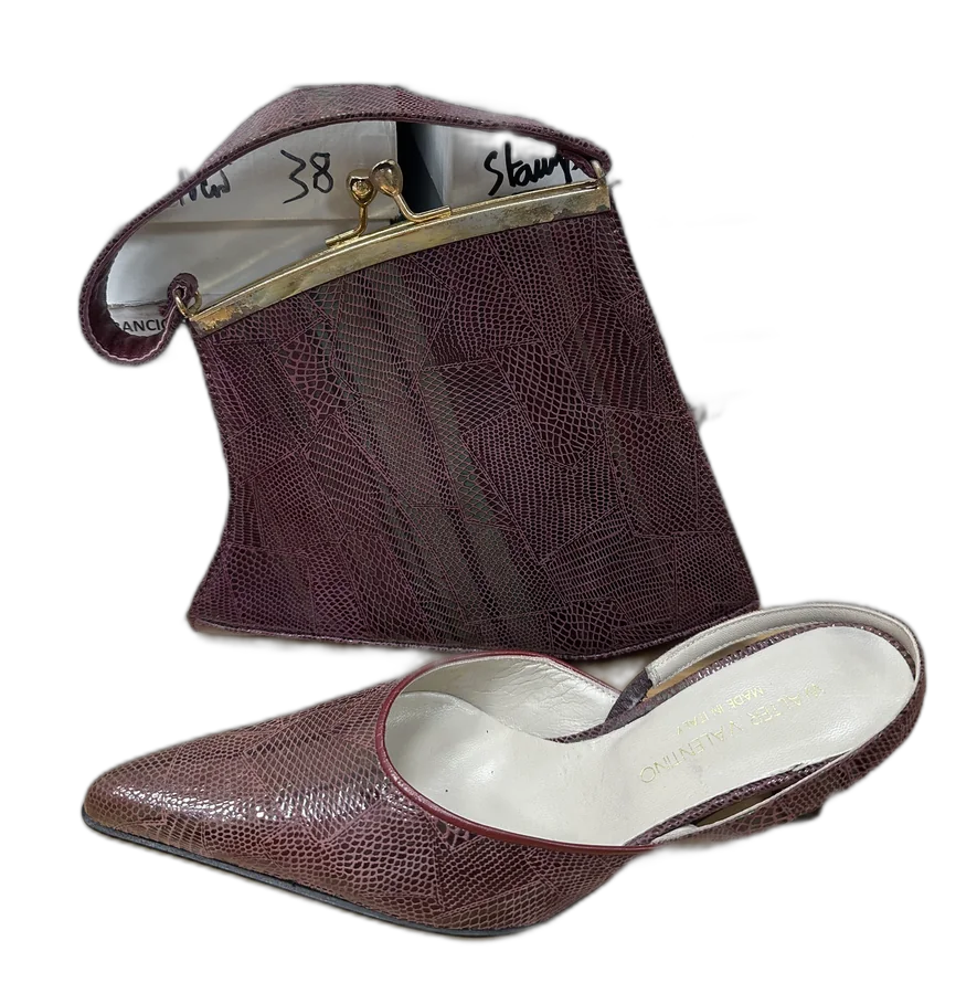 Burgundy Wedge Mule & Clutch Set