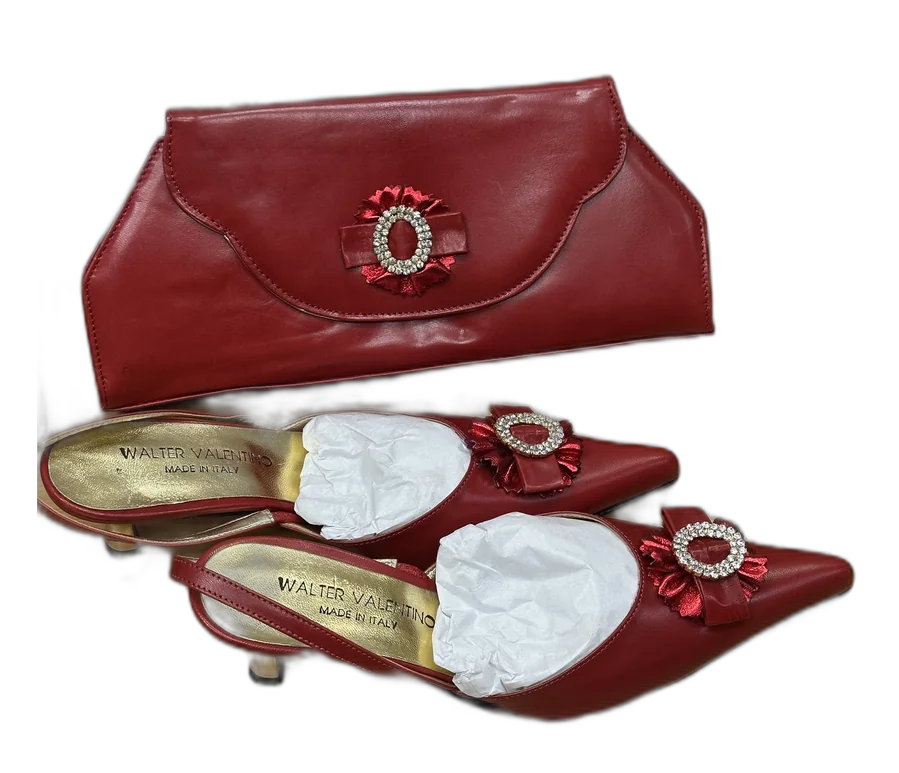Red Pointed Slingback & Clutch Set