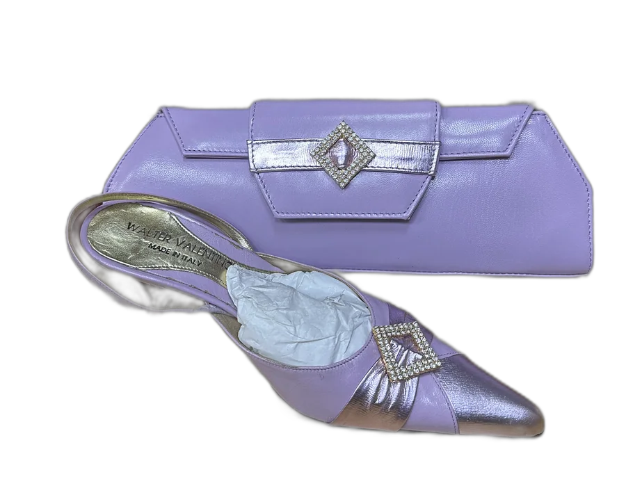 Lavender Pointed Clutch & Slingback Set