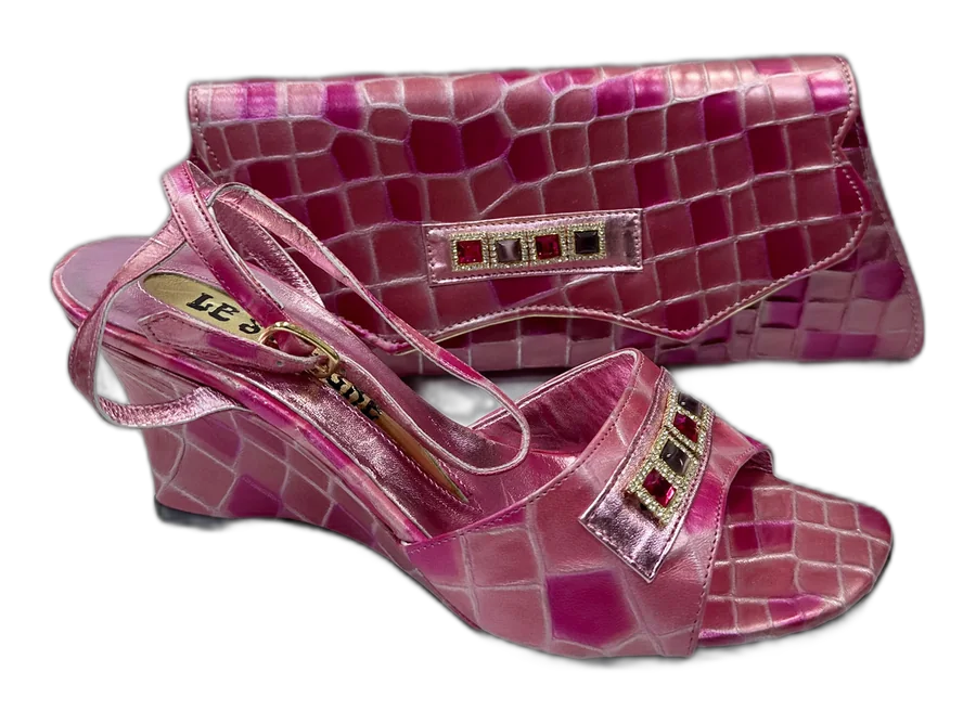 Pink Croc Slide & Clutch Set