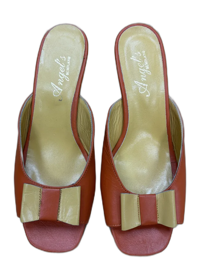 Orange Bow Block Mules