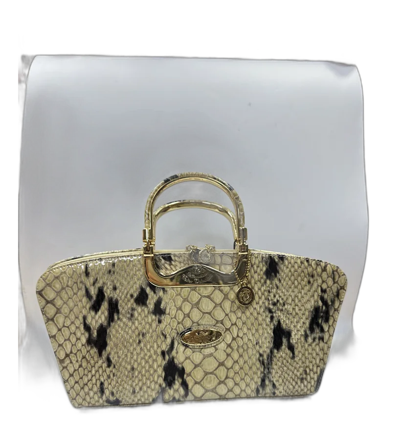 Cream Snake Valentino Handle Handbag