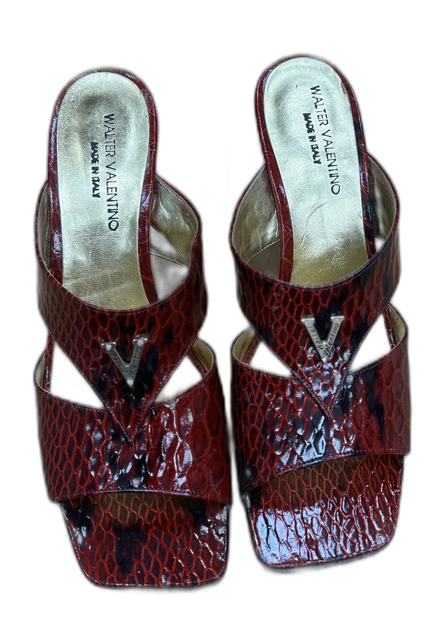 Red Croc Cutout Mules