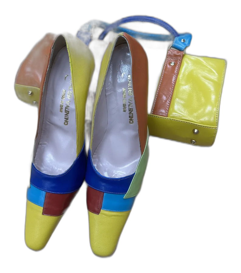 Multicolor Pointed Pump & Handbag Set