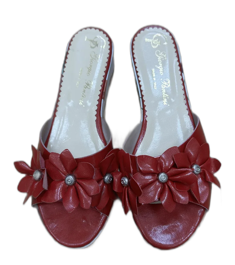 Red Floral Slide Sandals