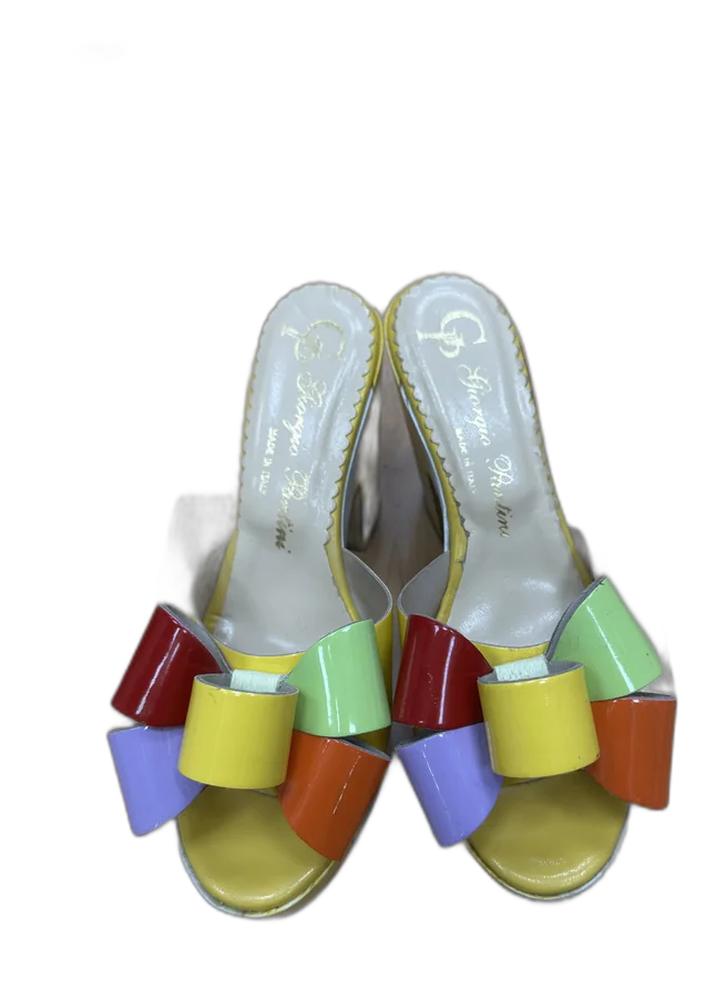 Yellow Multicolour Bow Slides