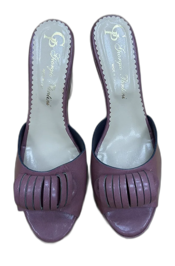 Mauve Ribbed Platform Slides