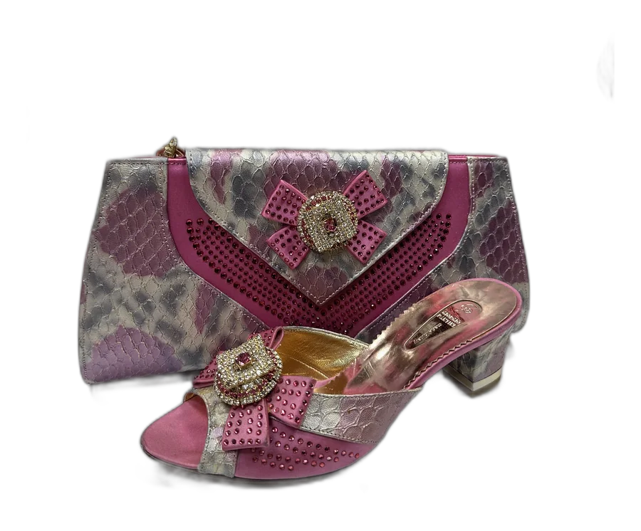 Pink Snake Clutch & Sandal Set