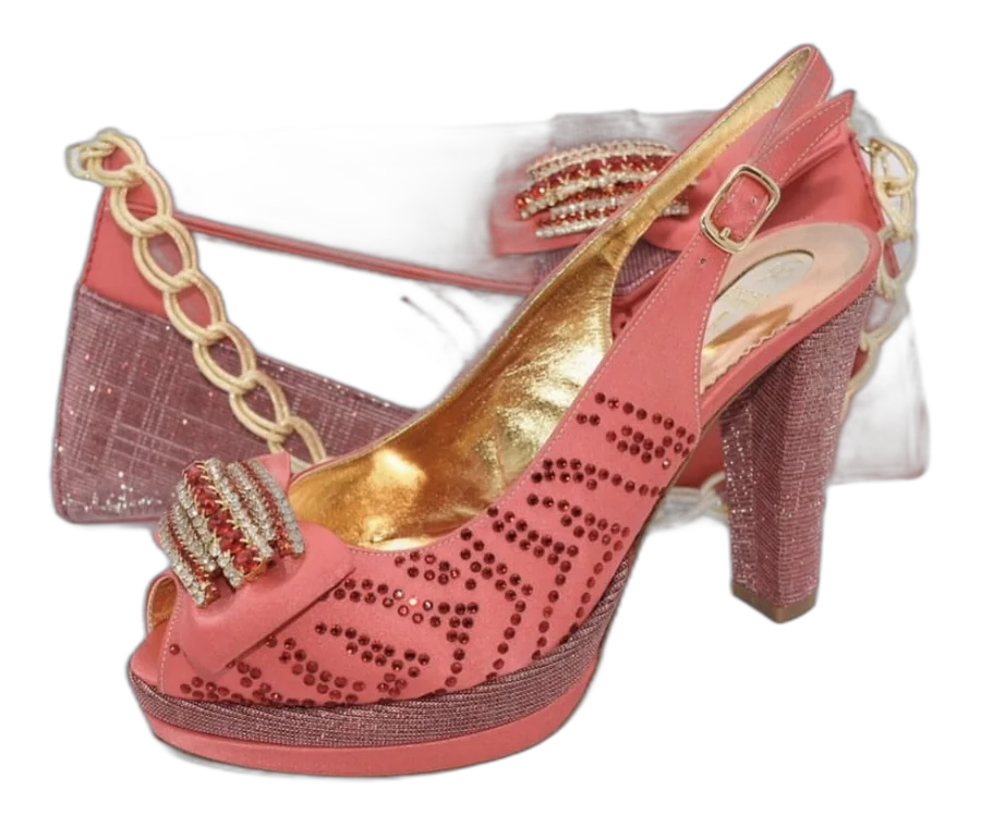 Coral Pink Rhinestone Platform Set