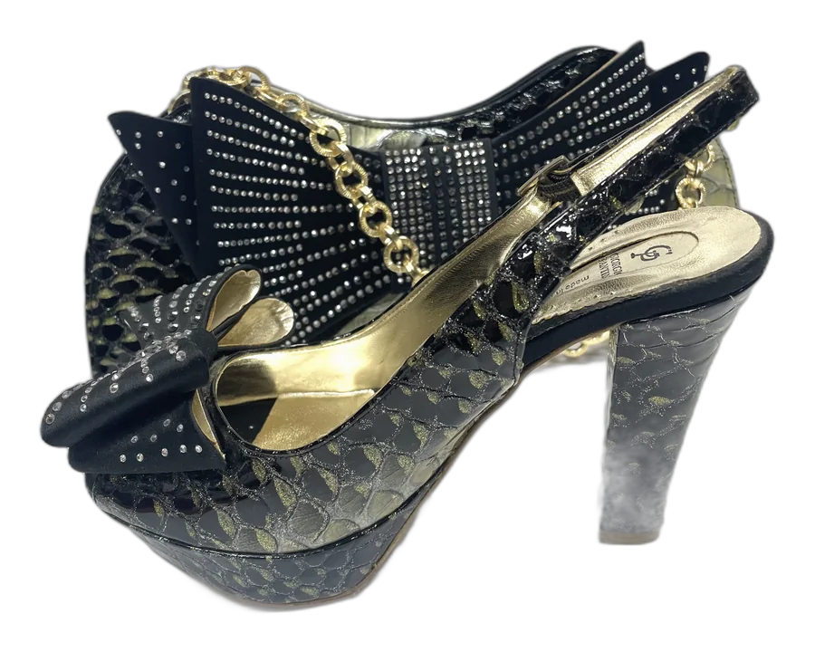 Black Gold Bow Platform & Clutch Set