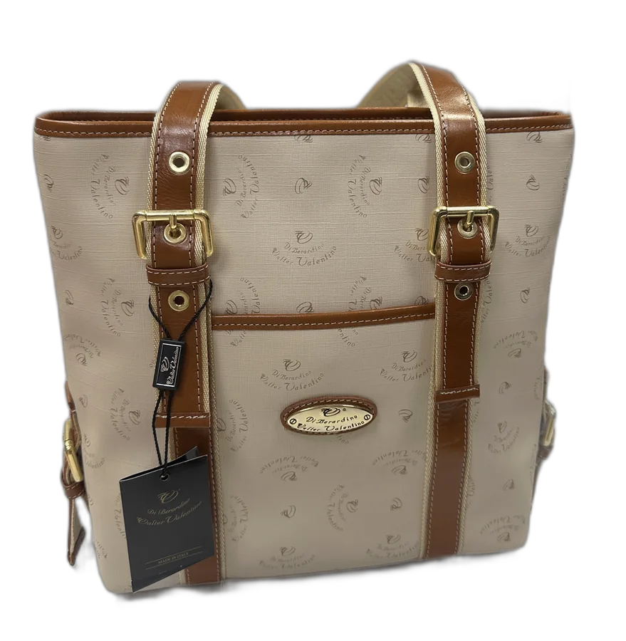 Cream Monogram Vertical Tote