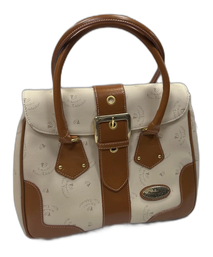 Cream Tan Monogram Satchel