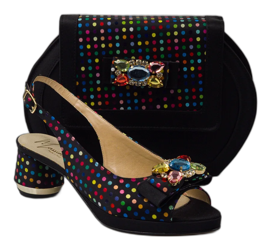 Black Multi Polka Low Set