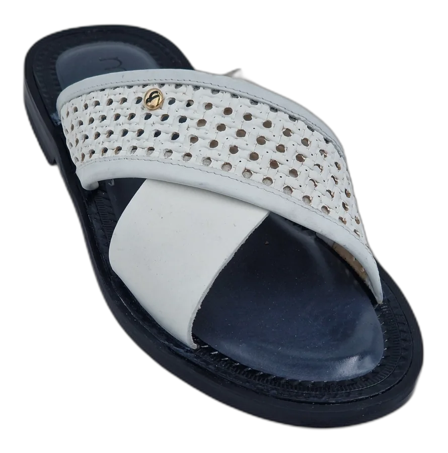 White Como Cross-Strap Slipper